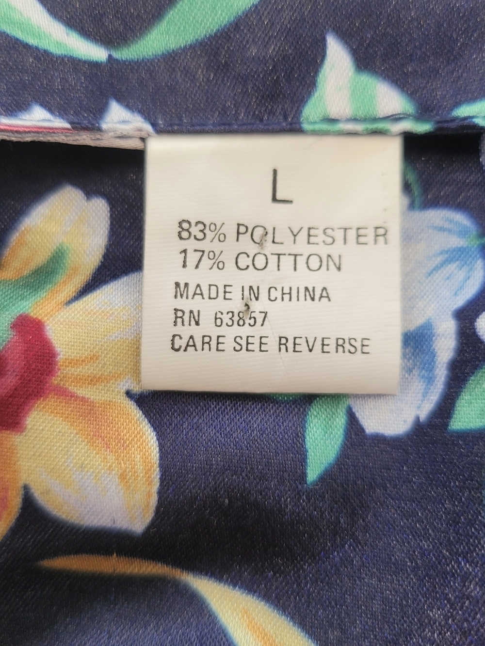 Floral Satin Nightshirt - Navy with Pink & Blue Blooms Size L - Picture 9 of 10